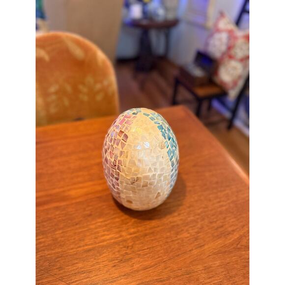 Contemporary Mosaic Egg Decorative Object – Glass Tile Home Decor Accent - Picture 6 of 10